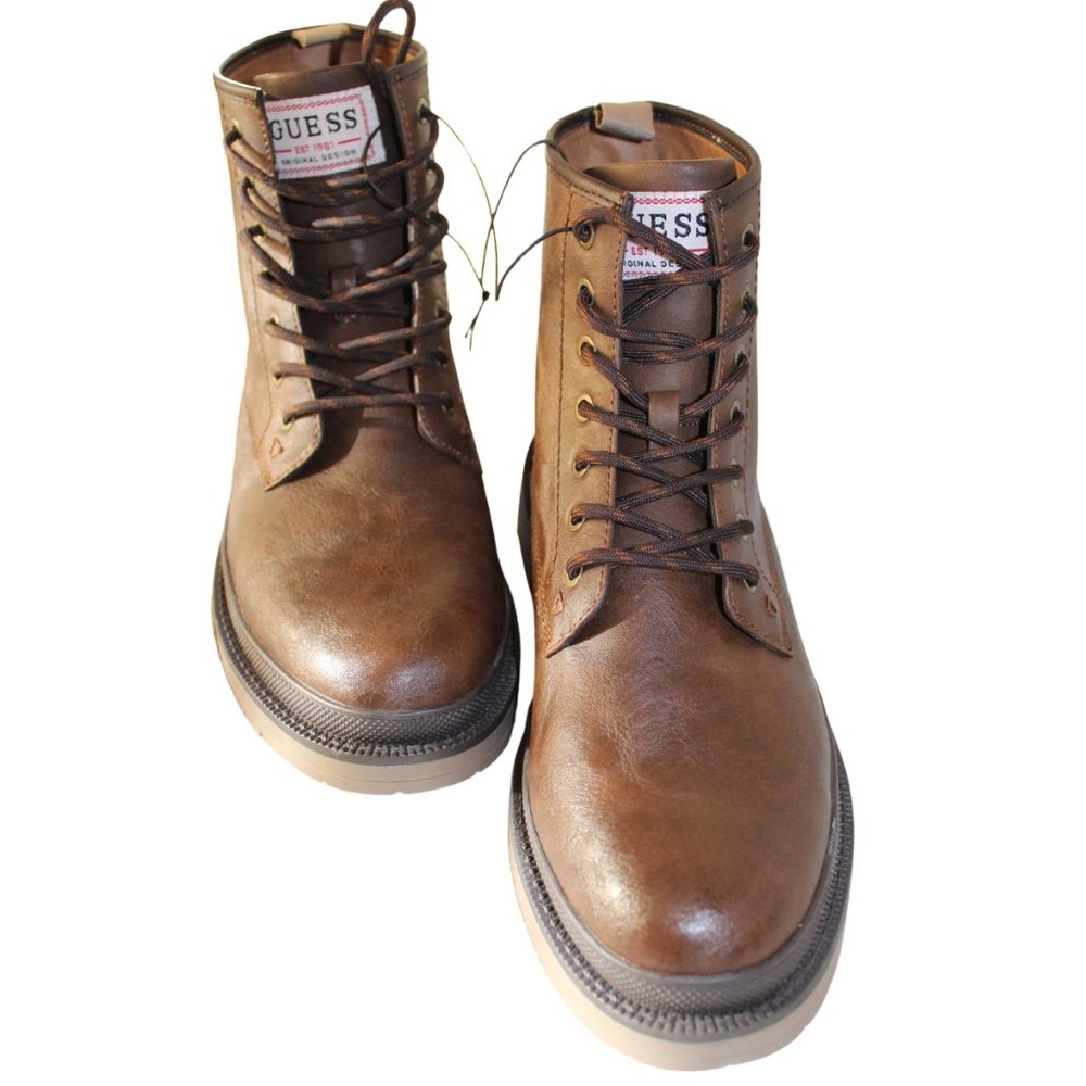 New Size 10.5 Men's Brown Leather Guess Boots Fleece Lined